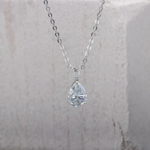 Certified 2ct. t.w. Moissanite Diamond Teardrop Necklace - Picture 8 of 14